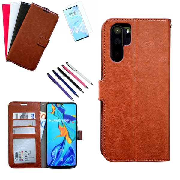 Huawei P30 Pro - PU Leather Wallet Case White