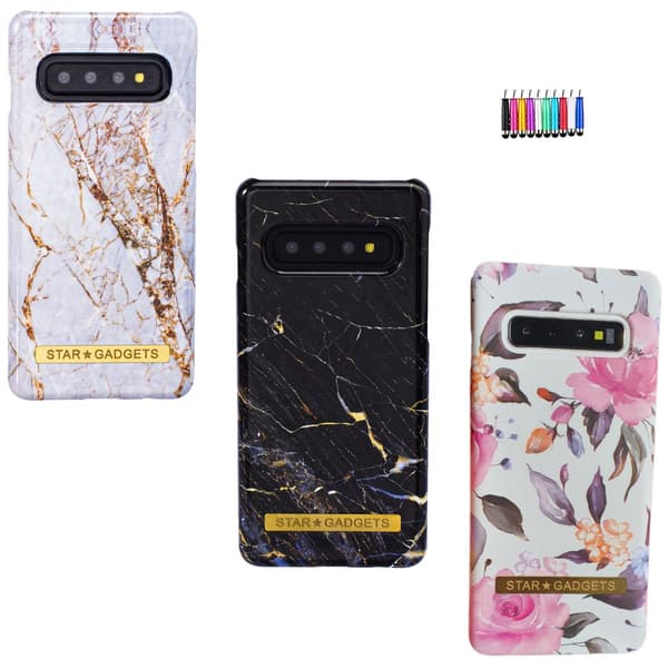 Samsung Galaxy S10 - Skal / Skydd / Blommor / Marmor