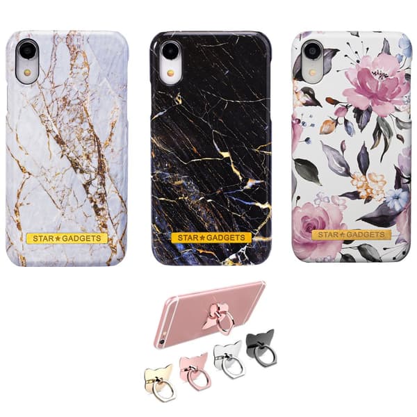 iPhone XR - Cover / Beskyttelse Flowers / Marble