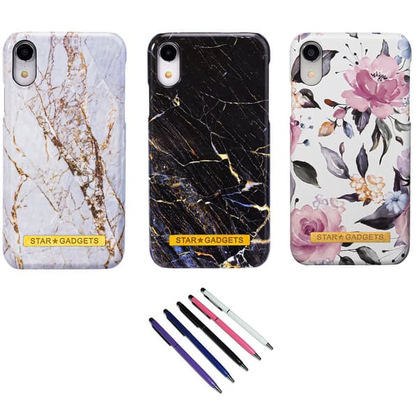 iPhone XR - Cover / Beskyttelse Flowers / Marble