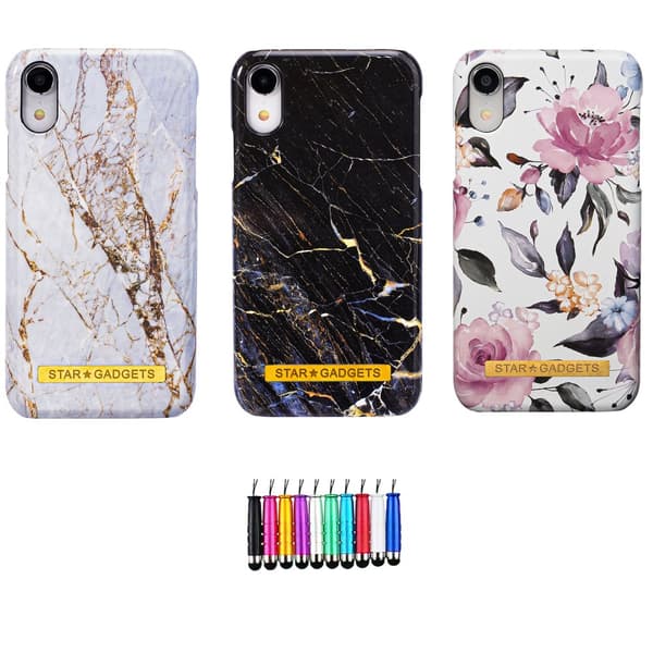 iPhone XR - Kuori / Suoja Flowers / Marble Pink