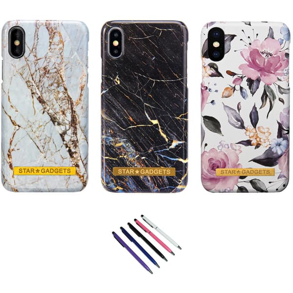iPhone X/Xs - Skal / Skydd / Blommor / Marmor