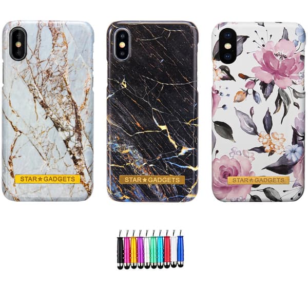 iPhone X/Xs - Cover / Beskyttelse Flowers / Marble