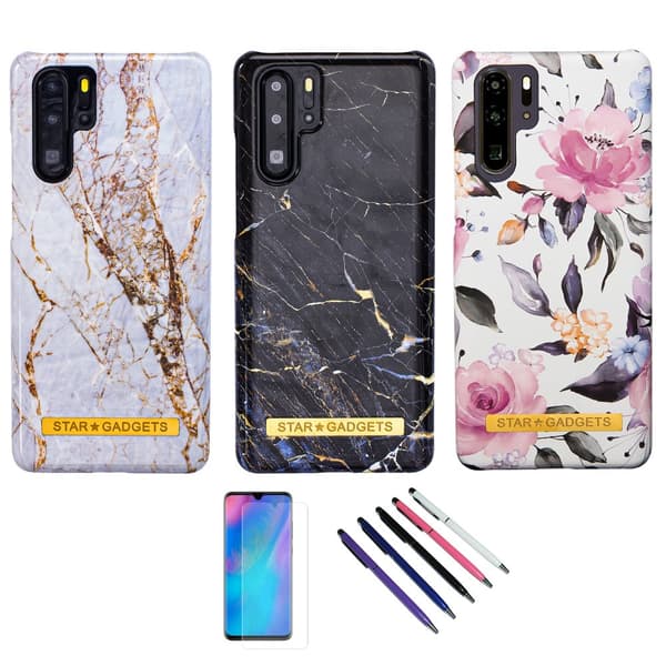 Huawei P30 Pro - Skal / Skydd / Blommor / Marmor