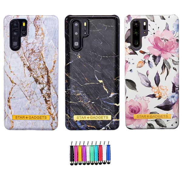 Huawei P30 Pro - Cover / Beskyttelse Flowers / Marble