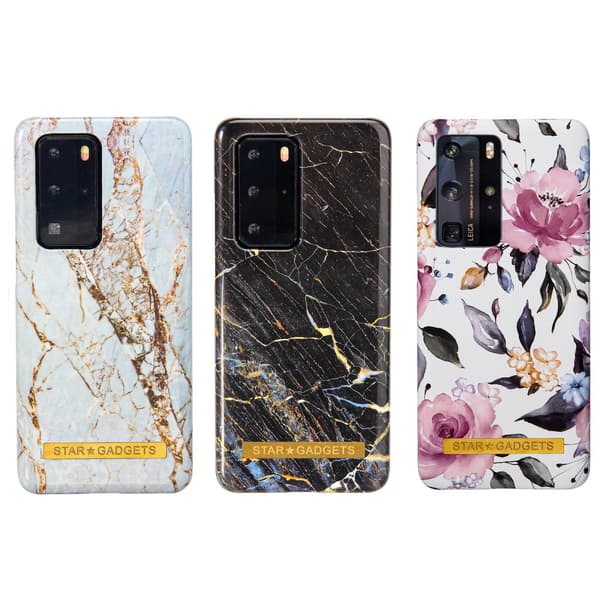 Huawei P40 Pro - Cover / Beskyttelse Flowers / Marble White