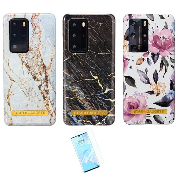 Huawei P40 Pro - Cover / Beskyttelse Flowers / Marble