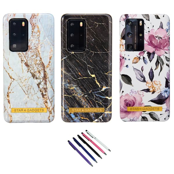 Huawei P40 Pro - Cover / Beskyttelse Flowers / Marble White