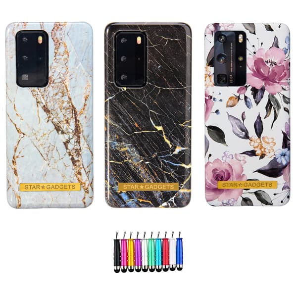 Huawei P40 Pro - Skal / Skydd / Blommor / Marmor