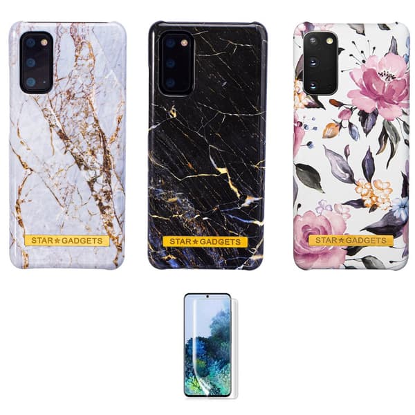 Samsung Galaxy S20 - Cover / Beskyttelse Flowers / Marble