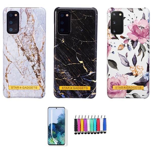 Samsung Galaxy S20 - Cover / Beskyttelse Flowers / Marble White