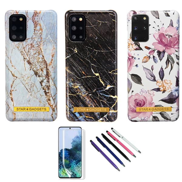 Samsung Galaxy S20 Plus - Skal / Skydd / Blommor / Marmor