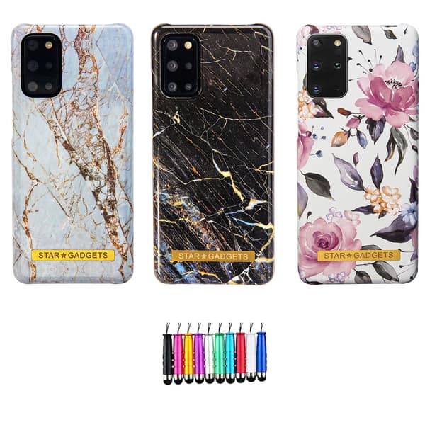 Samsung Galaxy S20 Plus - Kuori / Suoja Flowers / Marble Black