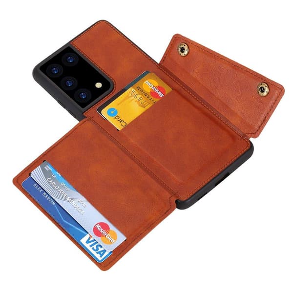 Samsung Galaxy S21 Ultra - Stilsäkert Skyddsskal med Korthållare