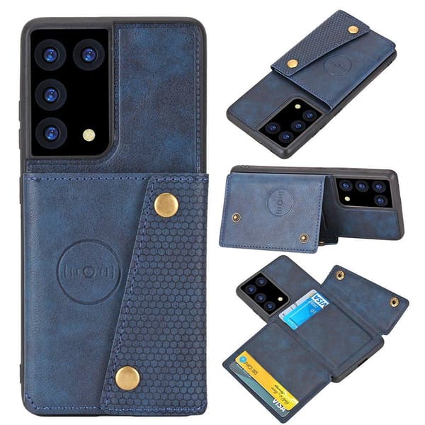 Samsung Galaxy S21 Ultra - Stilsäkert Skyddsskal med Korthållare