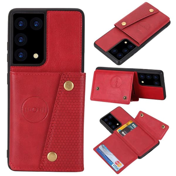 Samsung Galaxy S21 Ultra - Stilsäkert Skyddsskal med Korthållare