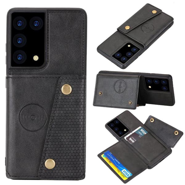 Samsung Galaxy S21 Ultra - Stilsäkert Skyddsskal med Korthållare