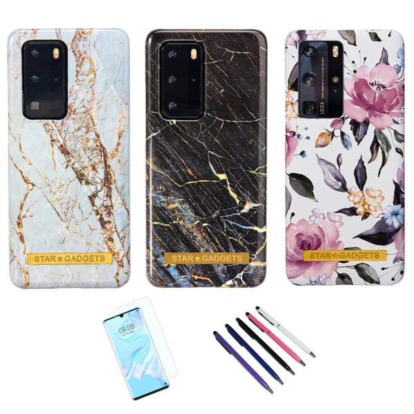 Huawei P40 Pro - Cover / Beskyttelse Flowers / Marble