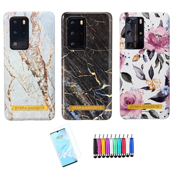 Huawei P40 Pro - Skal / Skydd / Blommor / Marmor
