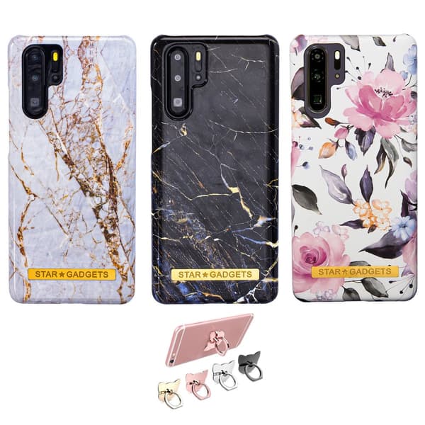 Huawei P30 Pro - Cover / Beskyttelse Flowers / Marble