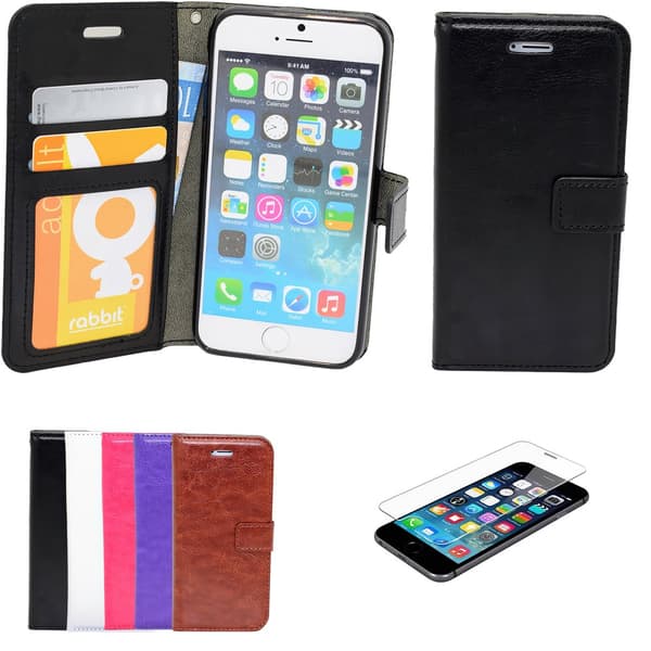 Leather Case + Screen Protector for iPhone 5/5s/SE 2016
