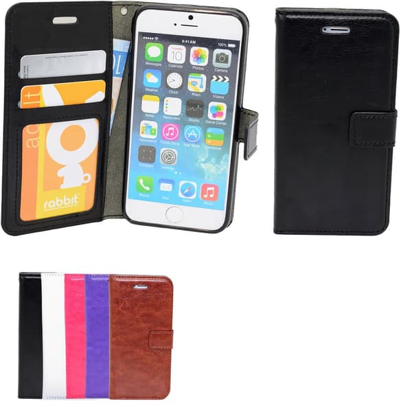 iPhone 5/5s/SE2016 Wallet Leather + 3,5mm Plug Black