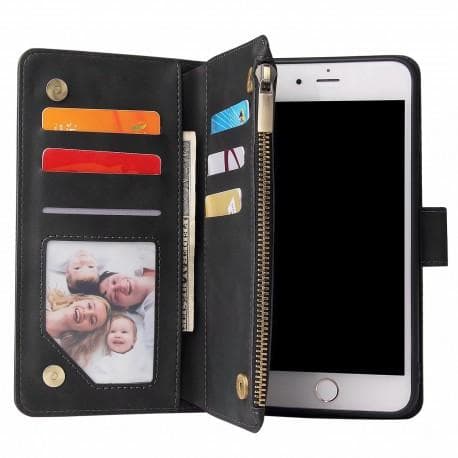 iPhone 7 / 8 Plus Multifunktionellt Plånboksfodral Zipper 8-Fack
