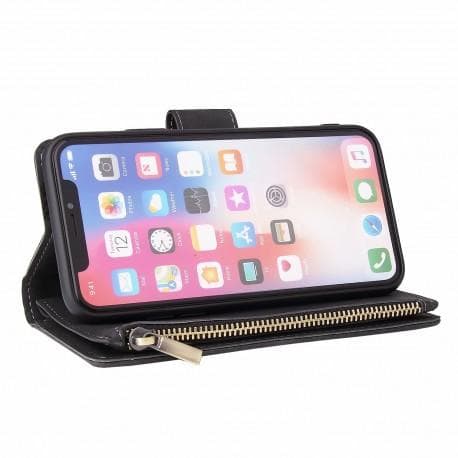 iPhone XS Max Multifunktionellt Plånboksfodral Zipper 8-Fack
