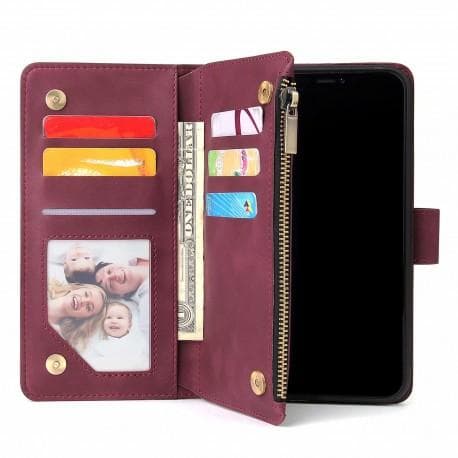 iPhone 11 Pro Max Multifunktionellt Plånboksfodral Zipper 8-Fack