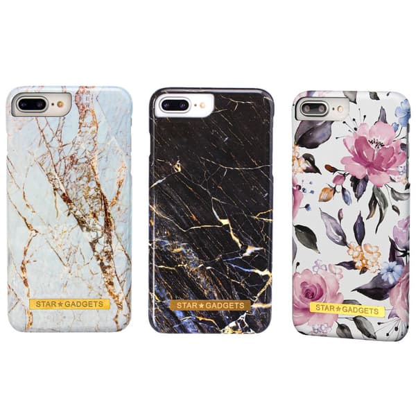 iPhone 7 Plus / 8 Plus - Cover / Beskyttelse Flowers / Marble White