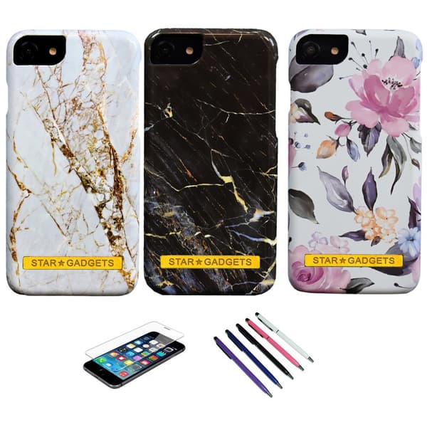 iPhone 7/8/SE (2020 & 2022) - Kuori / Suoja Flowers / Marble White