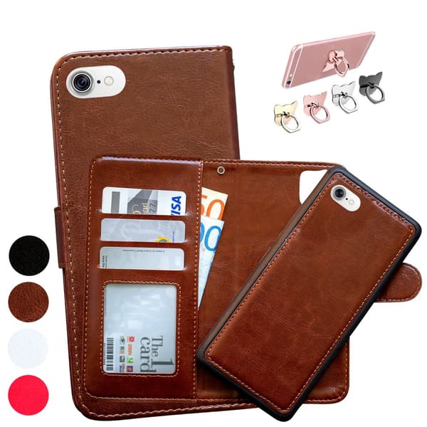 Nyt Lommebogsfodral/Magnetisk Skal til iPhone 7/8/SE Brown