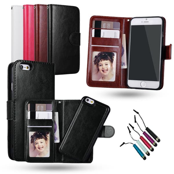 Smart Wallet Case & Stylus Pen for iPhone 7/8/SE Brown
