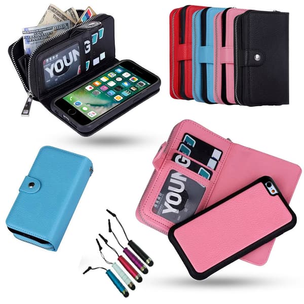 Protect your iPhone 7/8/SE with Leather Case + Touch Pen Black
