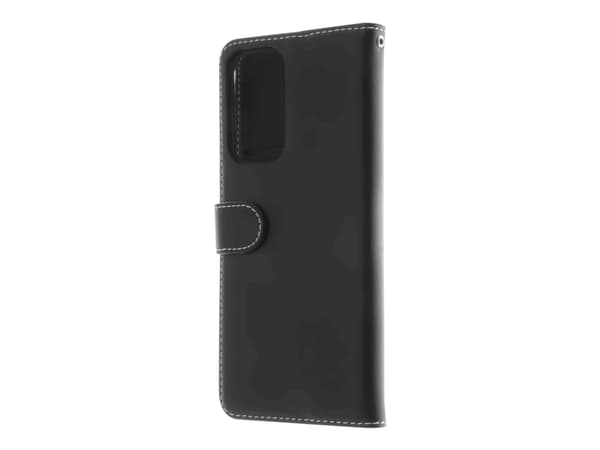 Insmat Exclusive - Vikbart fodral för mobiltelefon - genuint läder, papper, kartong, aluminiumfolie, termoplastisk polyuretan (TPU) - svart - för One