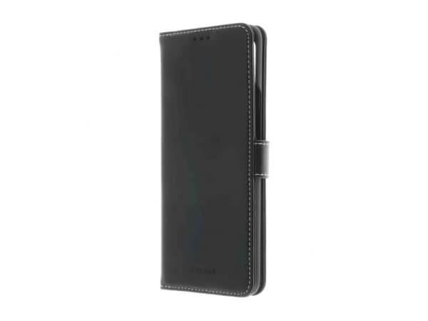 Insmat Exclusive - Vikbart fodral för mobiltelefon - genuint läder, papper, kartong, aluminiumfolie, termoplastisk polyuretan (TPU) - svart - för One