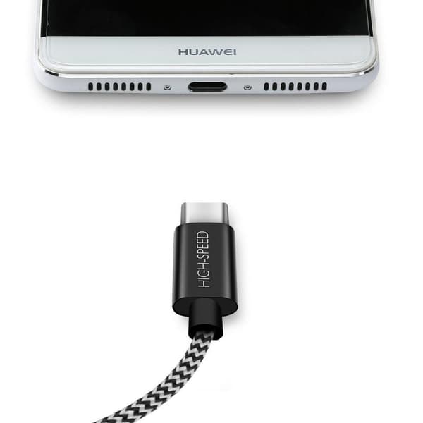 SiGN Skin USB-C till USB-A kabel 2.1A 3m - Svart/Vit