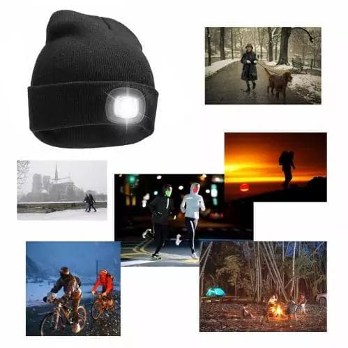 Mössa med LED-lampa USB - Svart
