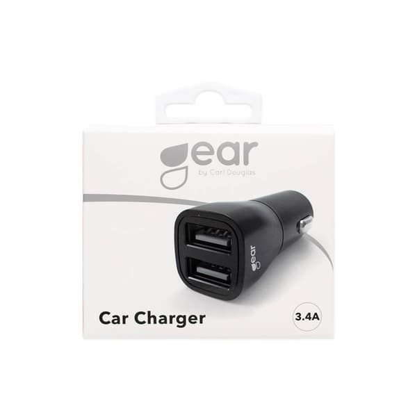 GEAR - Laddare 12/24V 2xUSB-A 3,4A Svart
