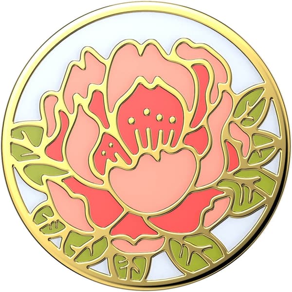 POPSOCKETS Enamel Blooming Peony Pink Avtagbart Grip Guld, Orange
