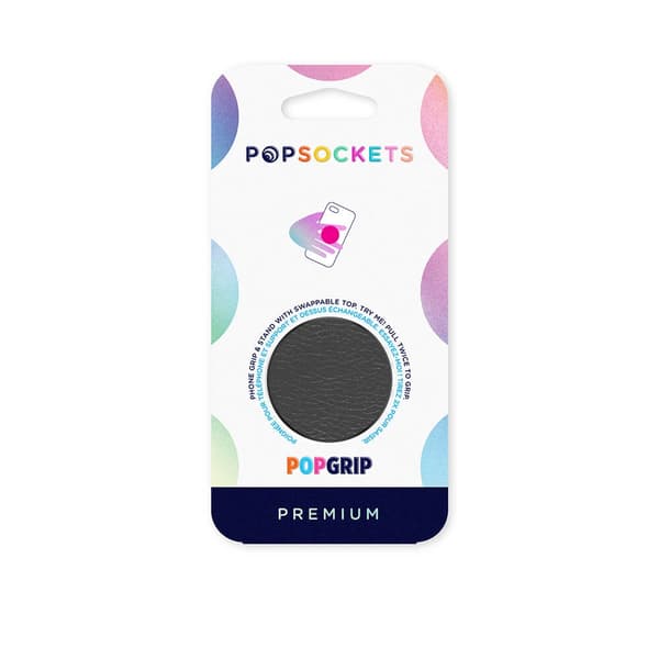 POPSOCKETS Pebbled Vegan Leather Black Avtagbart Grip