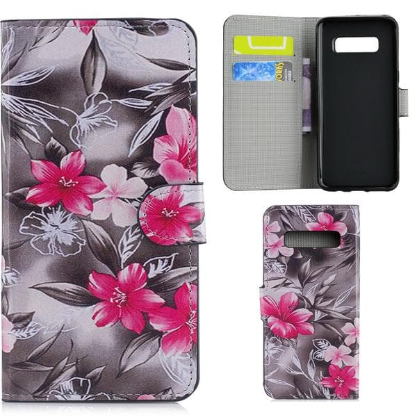 Plånboksfodral Samsung Galaxy S10 Plus - Svartvit med Blommor