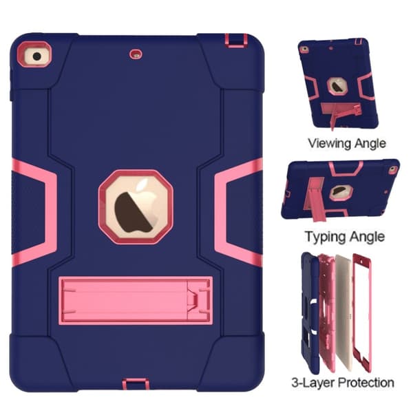 ShockProof TPU Skal med Stativfunktion för iPad 10.2" 2019 - Blå/Rosa