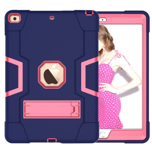 ShockProof TPU Skal med Stativfunktion för iPad 10.2" 2019 - Blå/Rosa