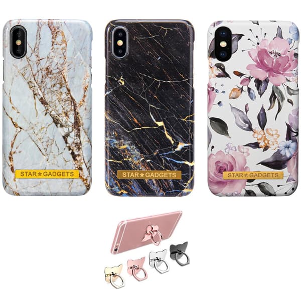 iPhone X/Xs - Cover / Beskyttelse Flowers / Marble