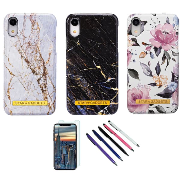 iPhone XR - Cover / Beskyttelse Flowers / Marble