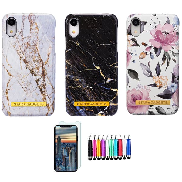 iPhone XR - Skal / Skydd / Blommor / Marmor