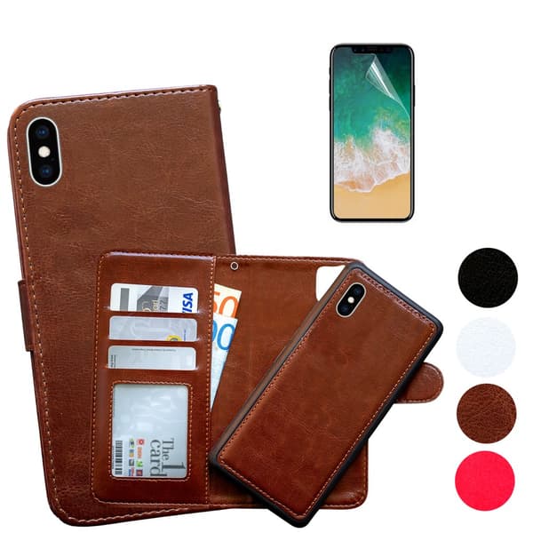 iPhone X/Xs - Plånboksfodral / Magnet Skal + Skärmskydd