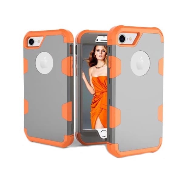 Stilsäkert Skyddsskal "Rugged Robot" för iPhone 7 Grå/Orange Grå/Orange
