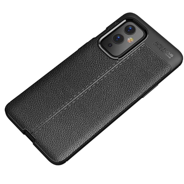 Litchi Skin Soft TPU Taske til OnePlus 9 - Sort